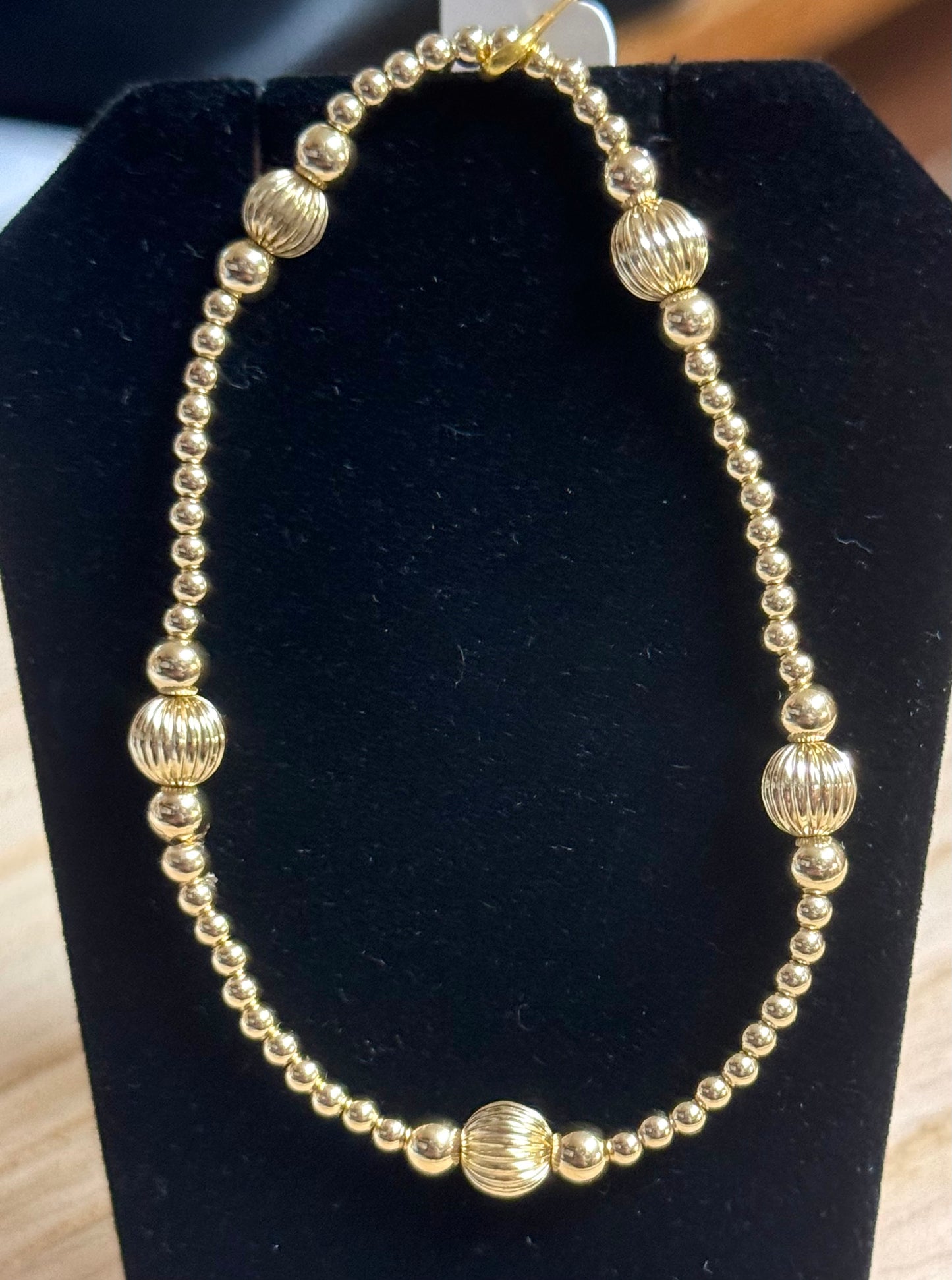 HB Solid Gold Corrugated Bead