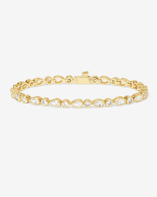 Melinda Maria Isla Tennis Bracelet- Gold/White