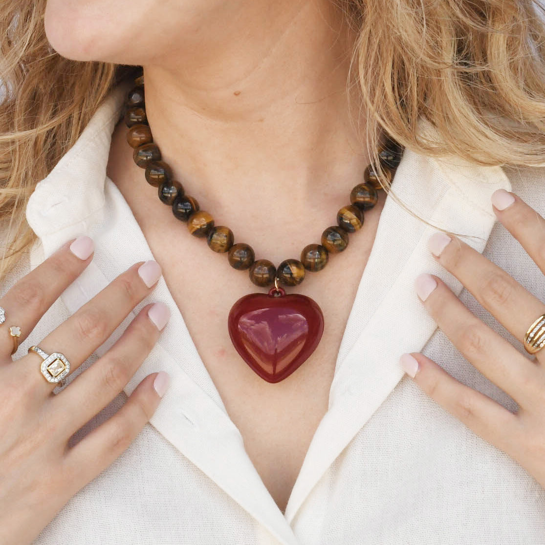 TJ Janel Tiger Eye w/ Red Heart NK