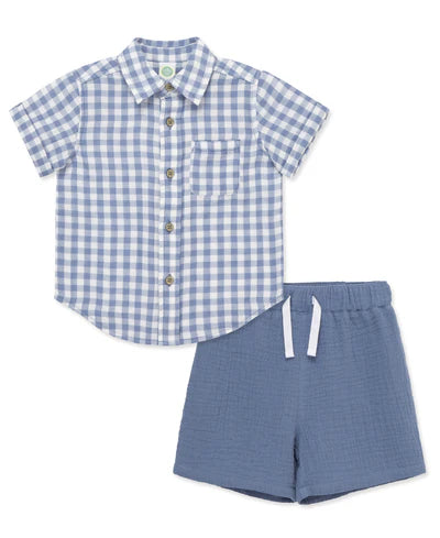 Little Me Check Woven Short Set