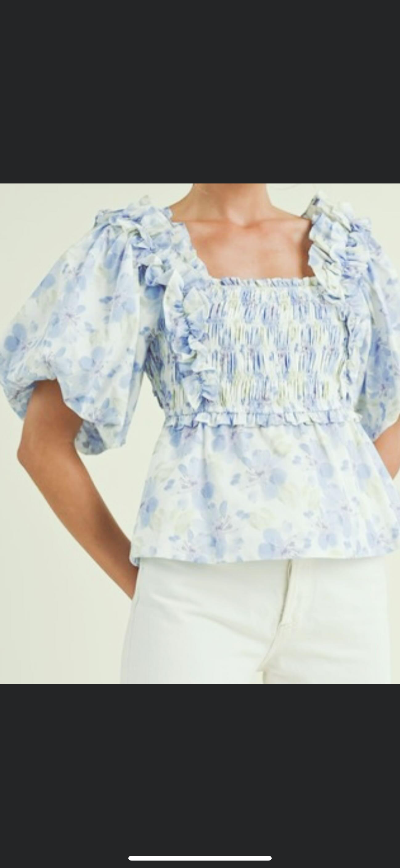 Kelsey blue multi floral top