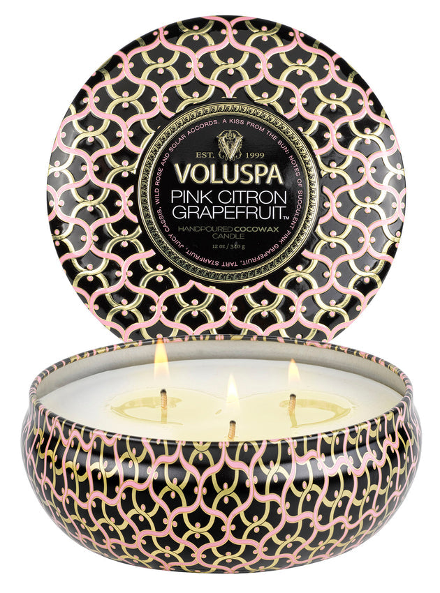 Voluspa Pink Citron 3 Wick Tin Candle