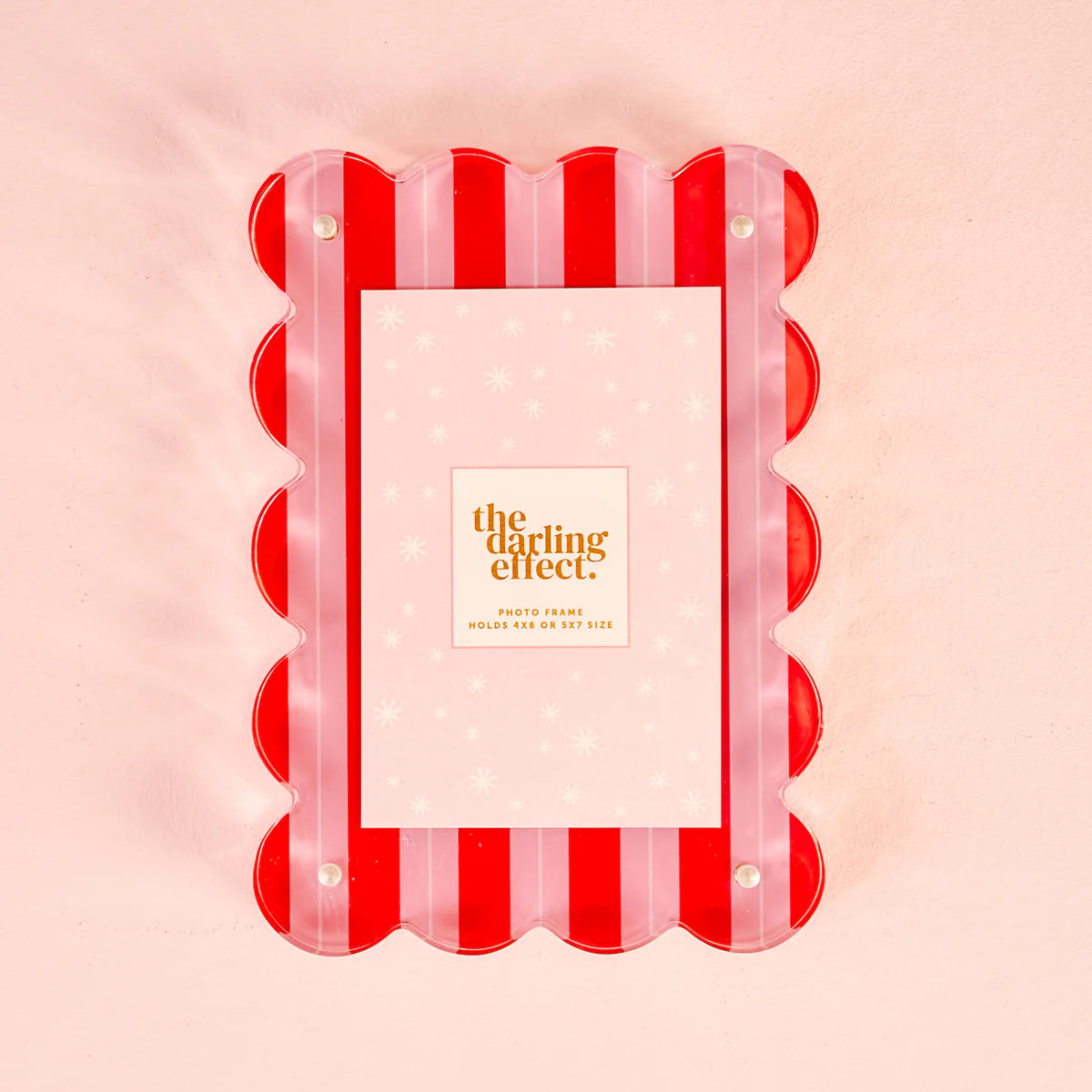 Peppermint Stripe Rectangle Scalloped Frame