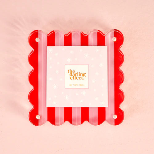 Peppermint Stripe Square Scalopped Acrylic Frame