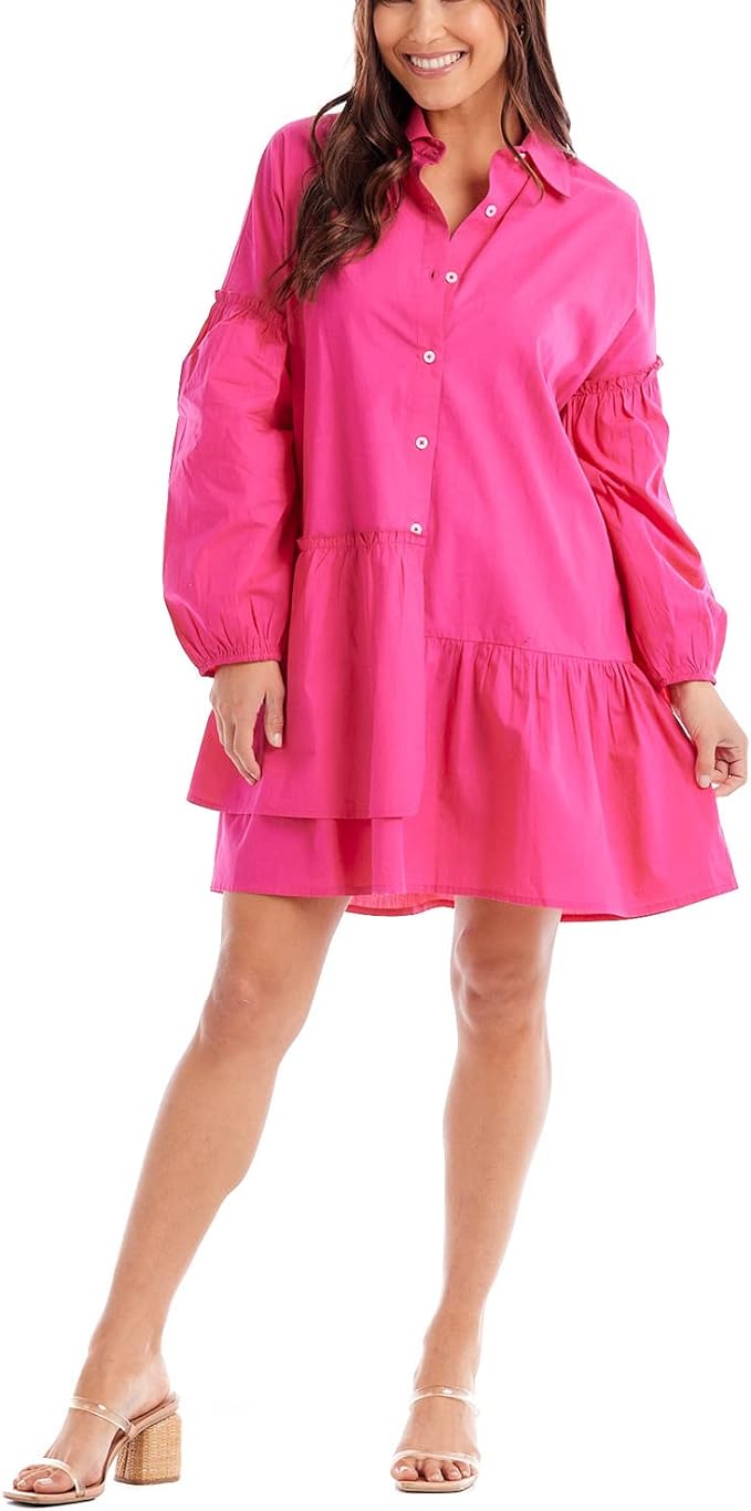 Ally pink button dress