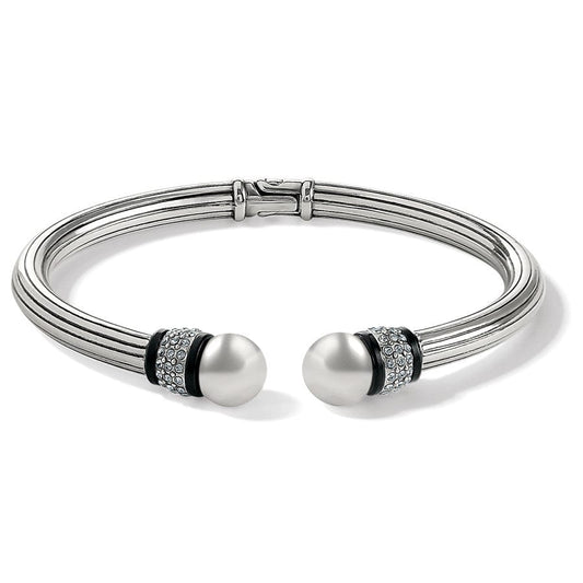 Brighton Silver-Black Meridian Open Hinged Bangle