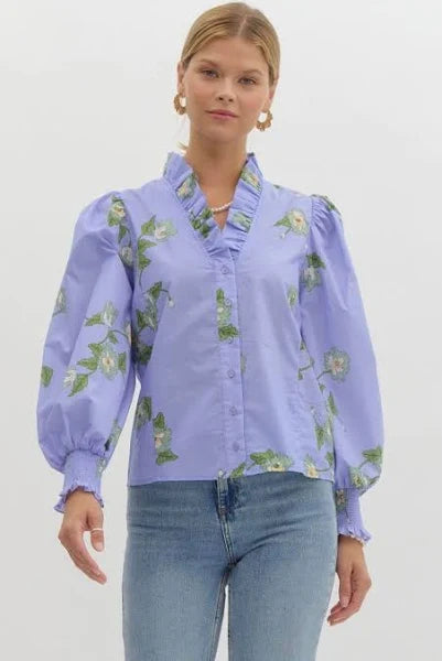 Carmen Blue Floral Top