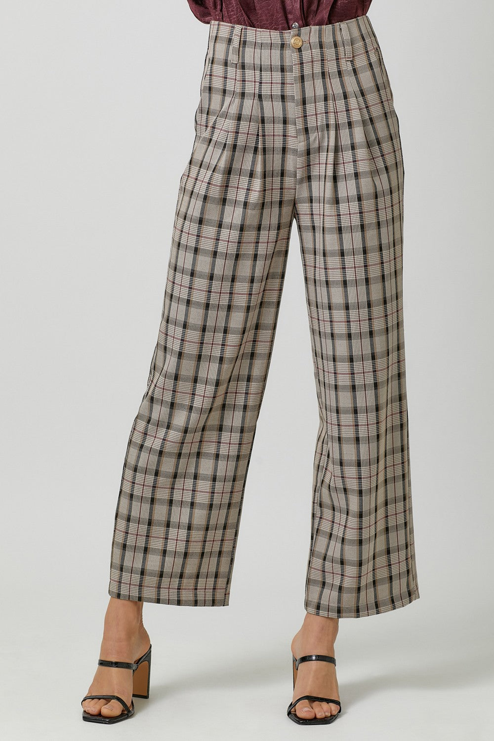Plaid Wide Leg Pant