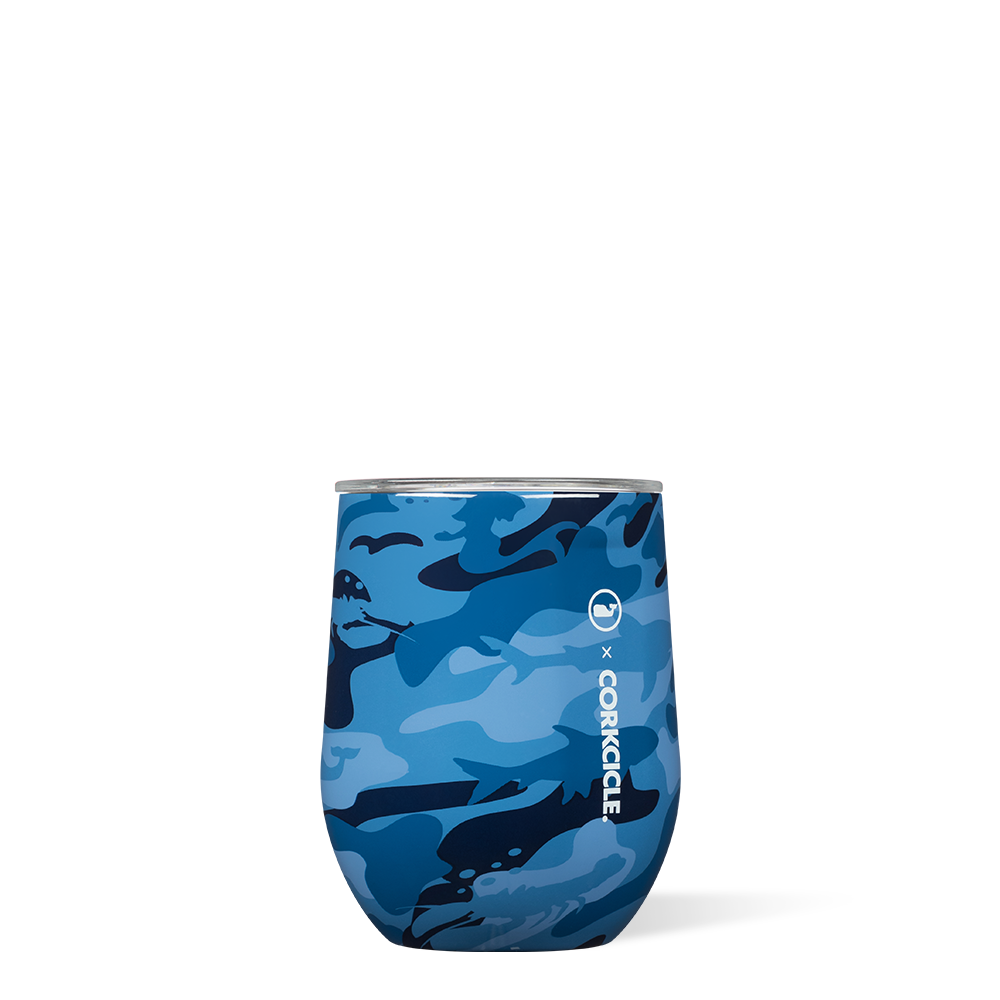 Corkcicle Blue Camo Stemless 12oz