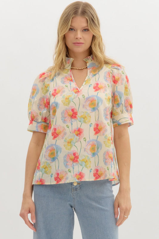 Cream Fleur Top