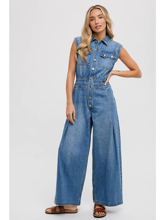 Denim Sleeveless Jumpsuit