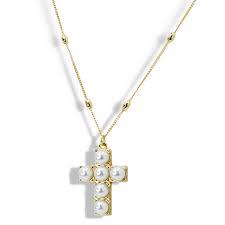 TJ Pearl Cross Necklace