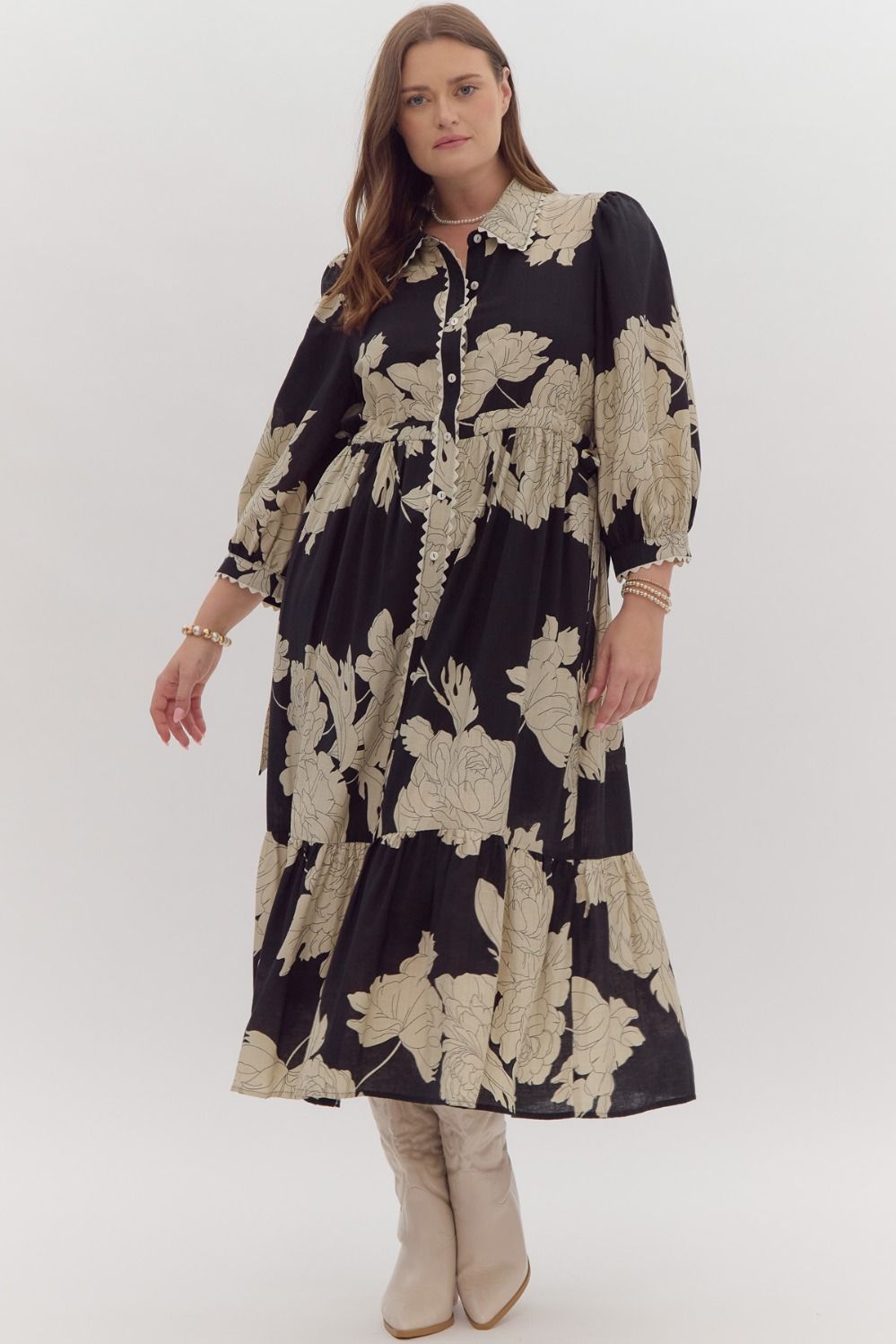 Laurie Black Floral Dress