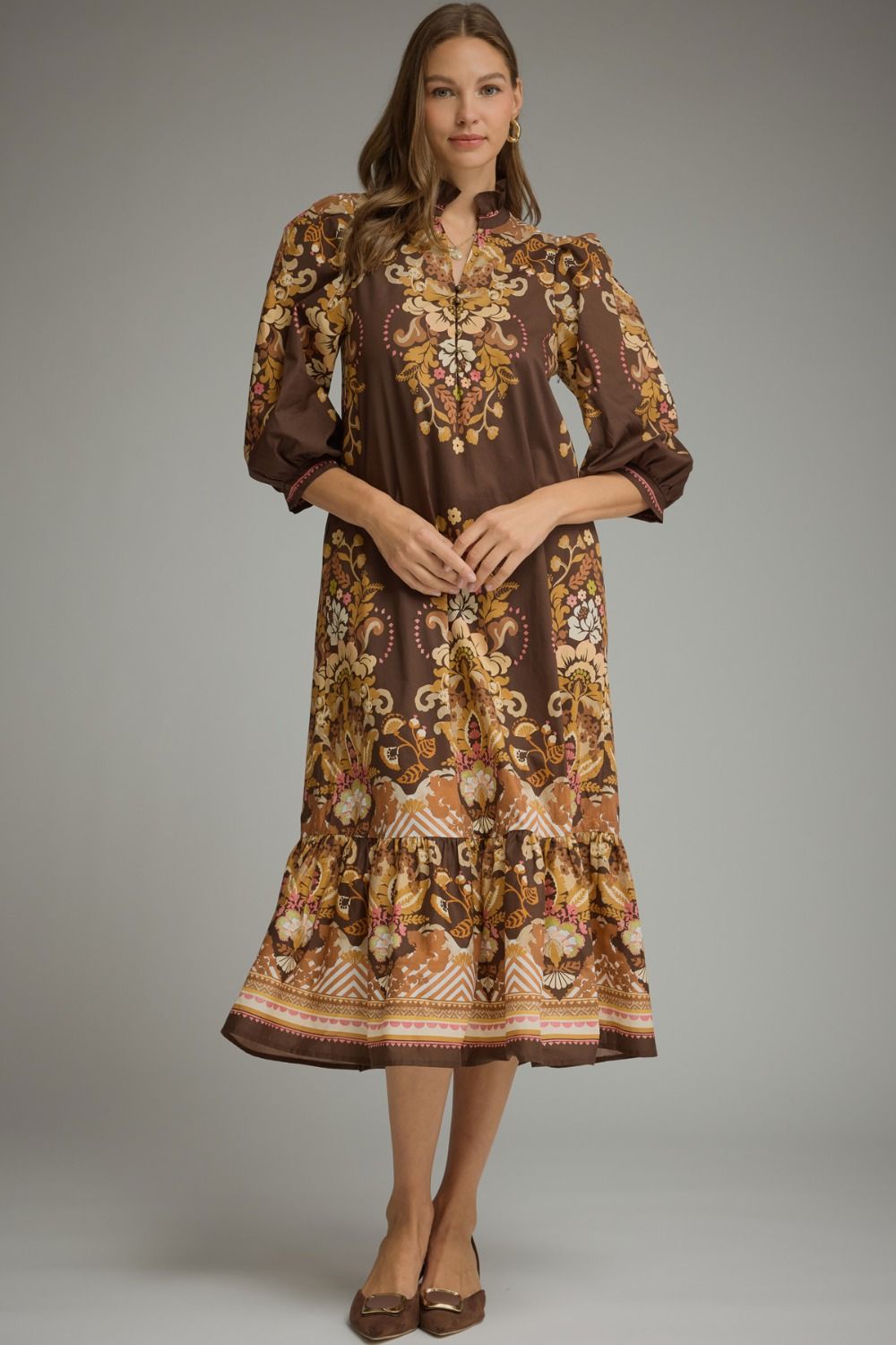 Mocha Magnolia Midi Dress