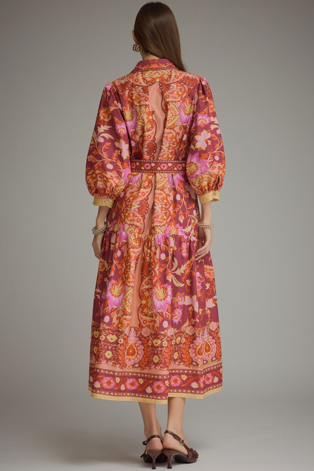 Bordeaux Blooms Midi Dress