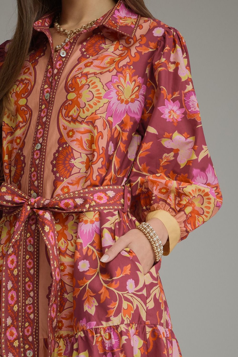 Bordeaux Blooms Midi Dress