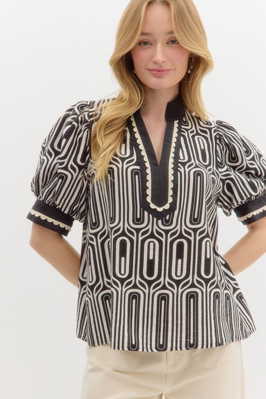 Geo Black & White Top