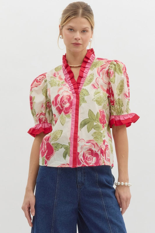 Karmen Pink Floral Top
