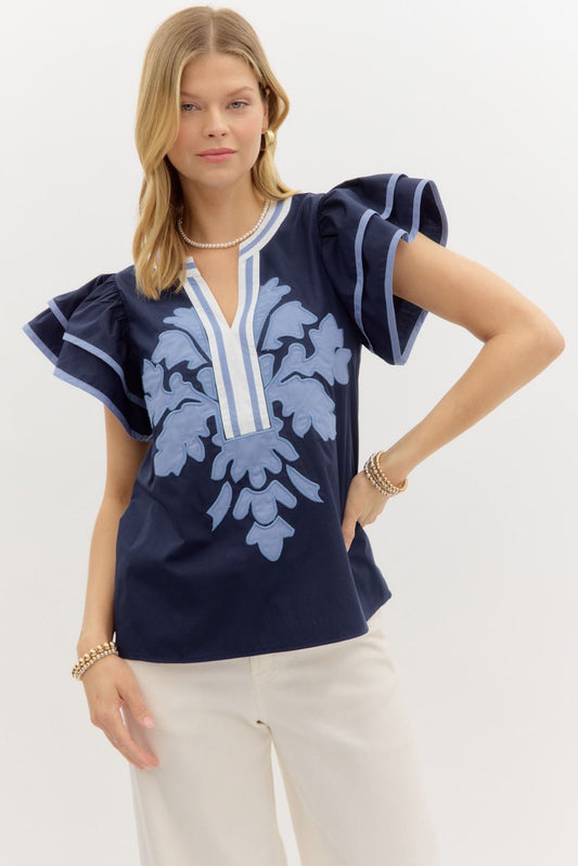 Luna Navy Top