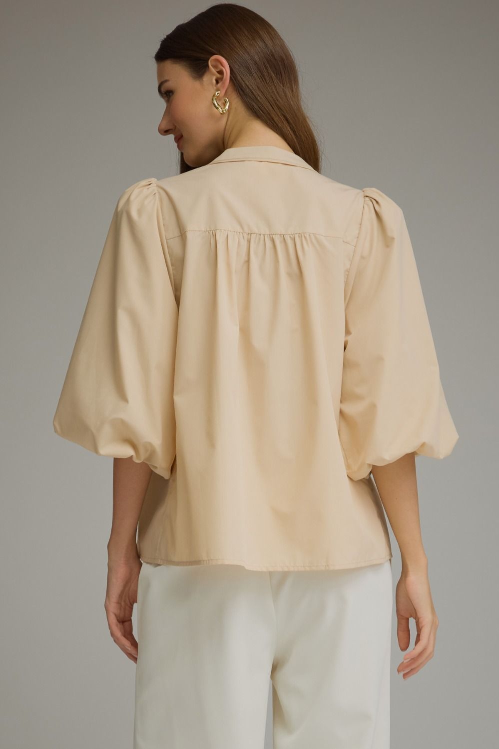 Light Taupe Balloon Sleeve Top