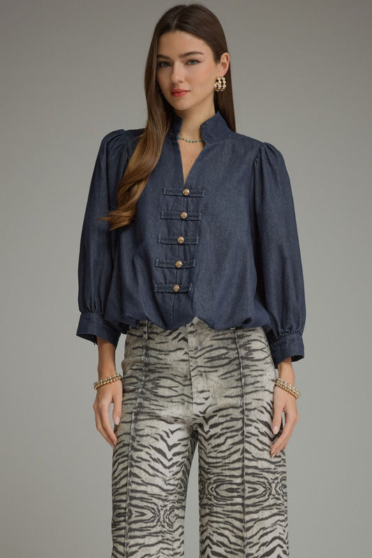 Dark Denim Charming Blouse