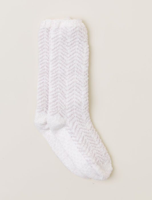 Barefoot Dreams Cream-Stone CozyChic Herringbone Socks