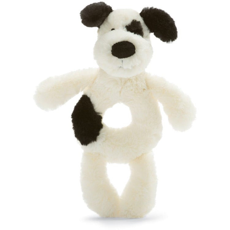 JC Black & Cream Puppy Ring Rattle