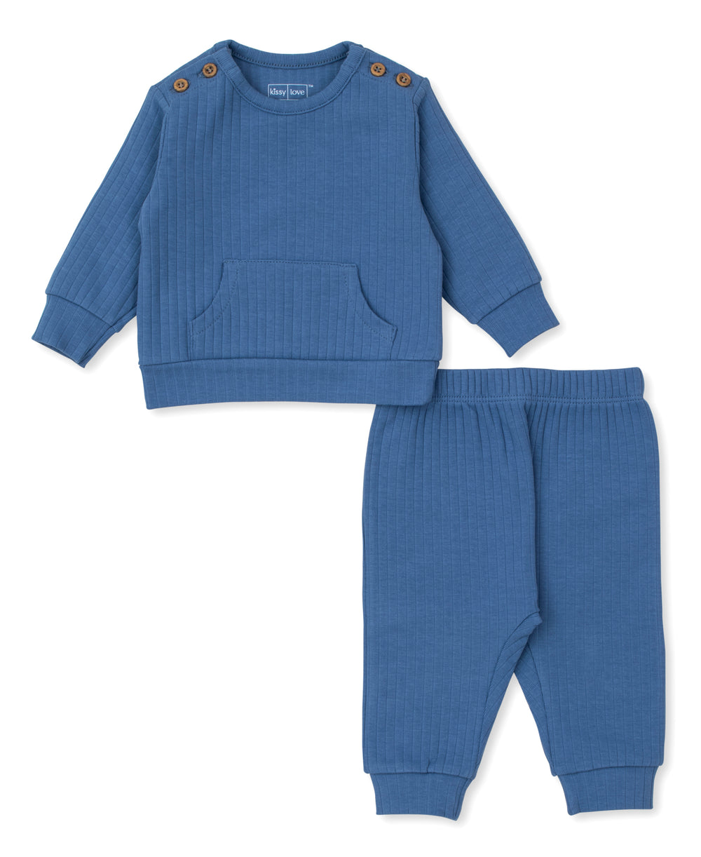 Kissy Kissy Blue Ribbed Set