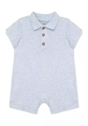 Little Me Grey Ribbed Polo Romper