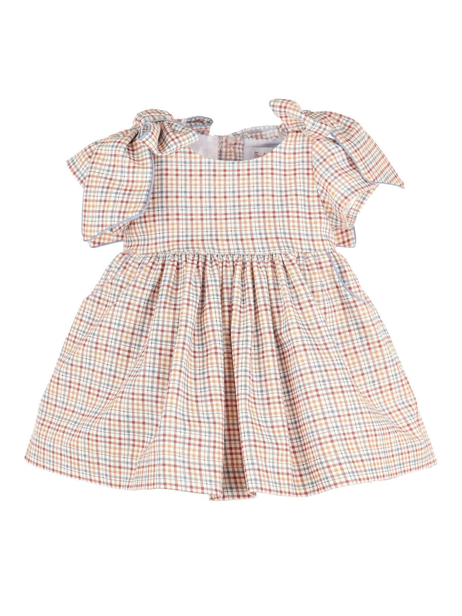 Sophie & Lucas Maple Checks Bow Dress