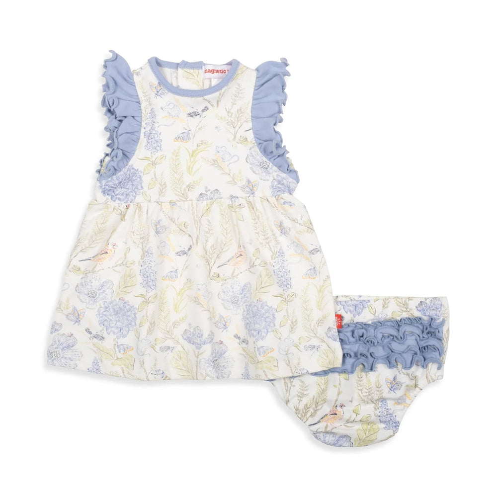 MM Blue Blossom Ruffle Dress w/ Diaper Cover