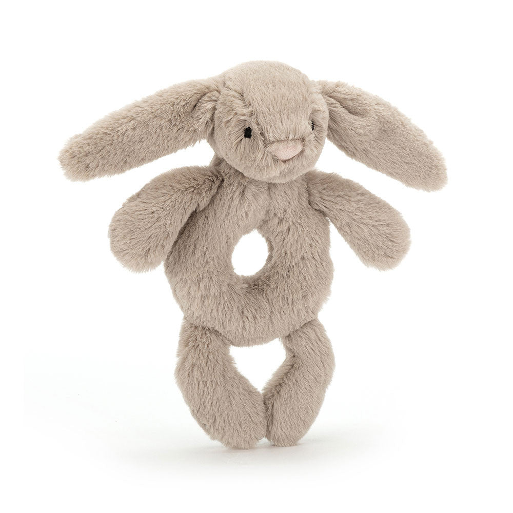 JC Bashful Beige Bunny Ring Rattle