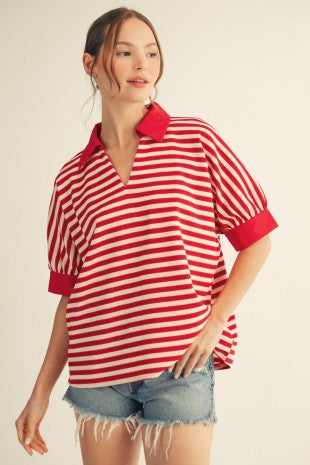 Cherry Stripe Top