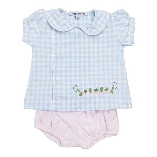 Sweet Dreams Blue Gingham Strawberry Set