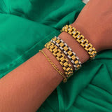 Chan_Sutt Pearls Two Toned Watch Band Bracelet