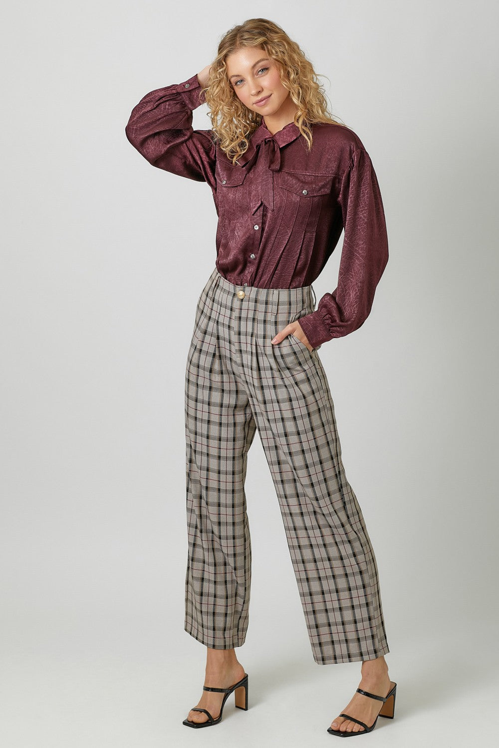 Plaid Wide Leg Pant